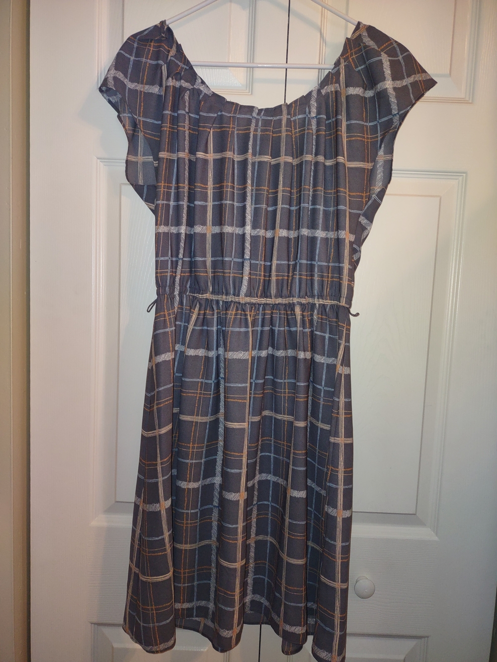 LC Lauren Conrad Charcoal Plaid Short Sleeve Dress
